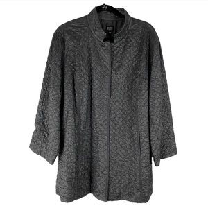 EILEEN FISHER Tussah Silk Quilted Jacket Black SP
